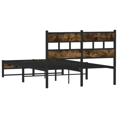 Metalni okvir kreveta bez madraca boja hrasta 120x190 cm - Dimljeni hrast 120 x 190 cm s uzglavljem i dvostrukim niskim podnožje Cijena