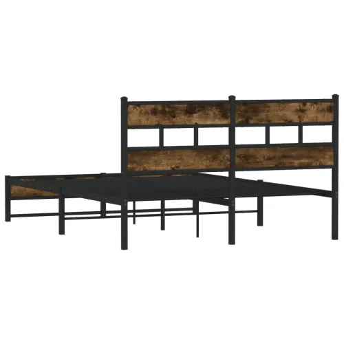 Metalni okvir kreveta bez madraca boja hrasta 150 x 200 cm - Dimljeni hrast 150 x 200 cm s uzglavljem i dvostrukim niskim podnož Cijena