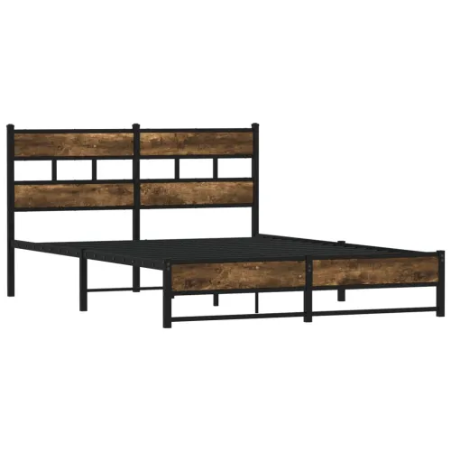 Metalni okvir kreveta bez madraca boja hrasta 140x190 cm - Dimljeni hrast 140 x 190 cm s uzglavljem i dvostrukim niskim podnožje Cijena