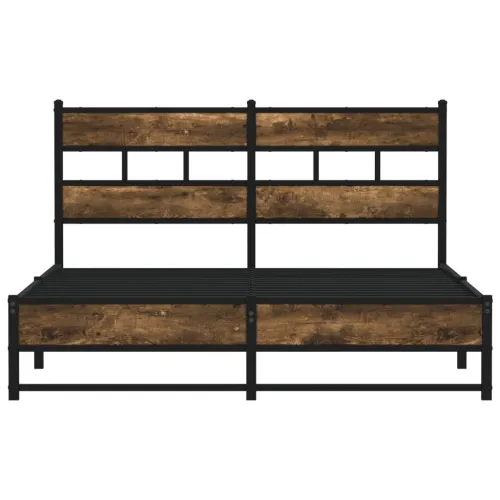 Metalni okvir kreveta bez madraca boja hrasta 140x190 cm - Dimljeni hrast 140 x 190 cm s uzglavljem i dvostrukim niskim podnožje Cijena
