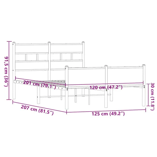 Okvir kreveta bez madraca smeđa boja hrasta 120 x 200 cm drveni - Smeđi hrast 120 x 200 cm s uzglavljem i visokim podnožjem Cijena