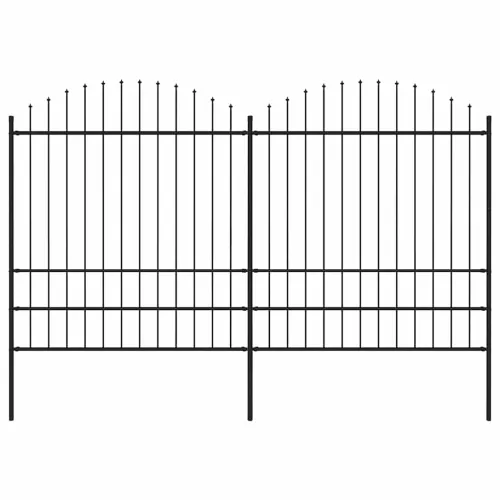 Vrtna ograda s vrhom koplja Čelik 337x200 cm Crna - 337 cm 175-200 cm Crna Cijena