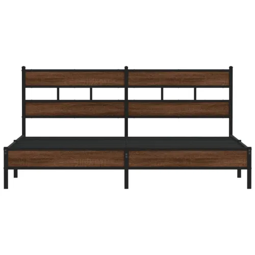 Metalni okvir kreveta bez madraca smeđa boja hrasta 180x200 cm - Smeđi hrast 180 x 200 cm s uzglavljem i niskim podnožjem Cijena