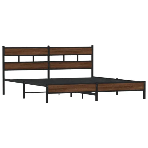 Metalni okvir kreveta bez madraca smeđa boja hrasta 180x200 cm - Smeđi hrast 180 x 200 cm s uzglavljem i niskim podnožjem Cijena