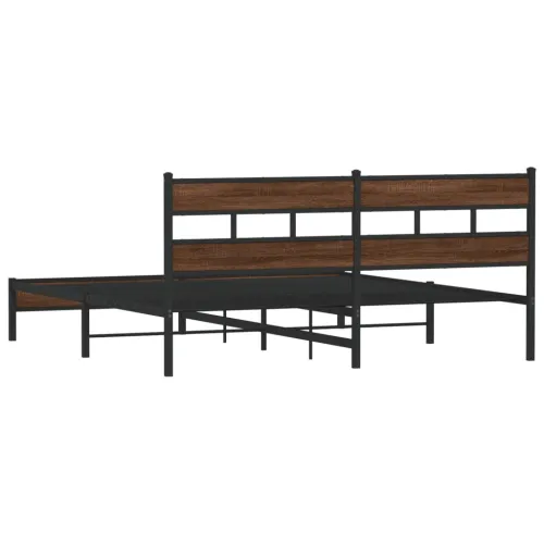 Metalni okvir kreveta bez madraca smeđa boja hrasta 180x200 cm - Smeđi hrast 180 x 200 cm s uzglavljem i niskim podnožjem Cijena