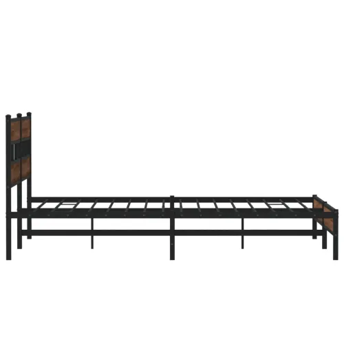 Metalni okvir kreveta bez madraca smeđa boja hrasta 180x200 cm - Smeđi hrast 180 x 200 cm s uzglavljem i niskim podnožjem Cijena