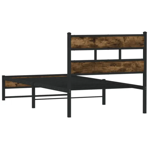 Metalni okvir kreveta bez madraca boja hrasta 90x190 cm - Dimljeni hrast 90 x 190 cm s uzglavljem i dvostrukim niskim podnožjem Cijena
