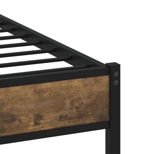 Metalni okvir kreveta bez madraca boja hrasta 90x190 cm - Dimljeni hrast 90 x 190 cm s uzglavljem i dvostrukim niskim podnožjem Cijena