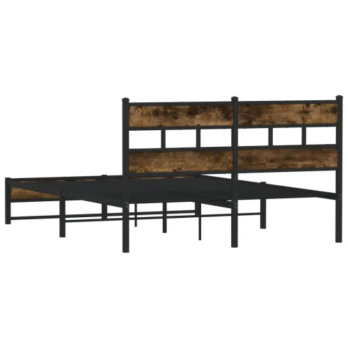 Metalni okvir kreveta bez madraca boja hrasta 140x200 cm - Dimljeni hrast 140 x 200 cm s uzglavljem i dvostrukim niskim podnožje Cijena