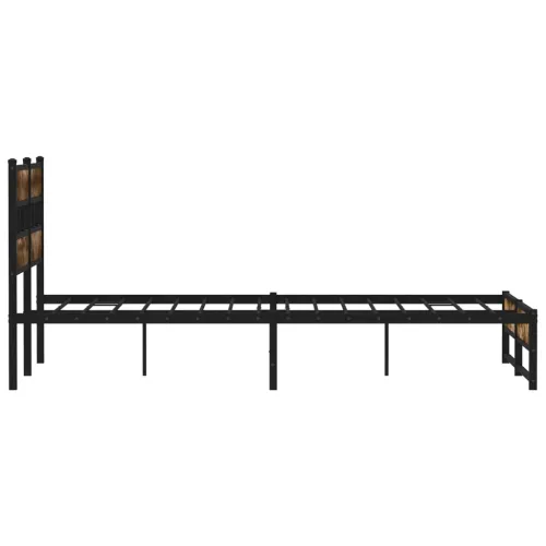 Metalni okvir kreveta bez madraca boja hrasta 140x200 cm - Dimljeni hrast 140 x 200 cm s uzglavljem i dvostrukim niskim podnožje Cijena