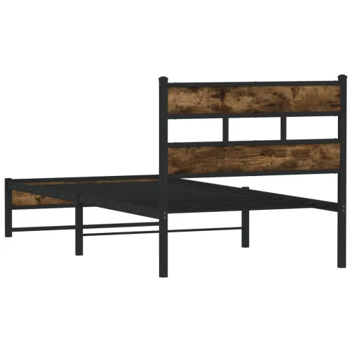 Metalni okvir kreveta bez madraca boja hrasta 107x203 cm - Dimljeni hrast 107 x 203 cm s uzglavljem i dvostrukim niskim podnožje Cijena