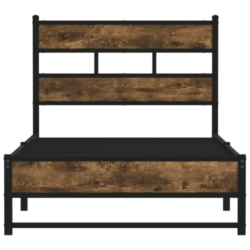 Metalni okvir kreveta bez madraca boja hrasta 107x203 cm - Dimljeni hrast 107 x 203 cm s uzglavljem i dvostrukim niskim podnožje Cijena