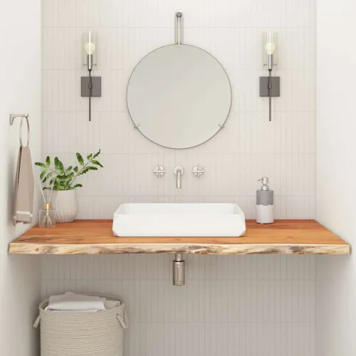 Kupaonska radna ploča 90x60x2,5 cm pravokutna od drva bagrema - Prirodna 90 x 60 x 2.5 cm 1 Masivno bagremovo drvo Cijena