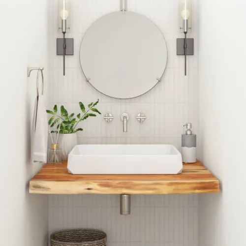 Kupaonska radna ploča 70x60x2,5 cm pravokutna od drva bagrema - Prirodna 70 x 60 x 2.5 cm 1 Masivno bagremovo drvo Cijena