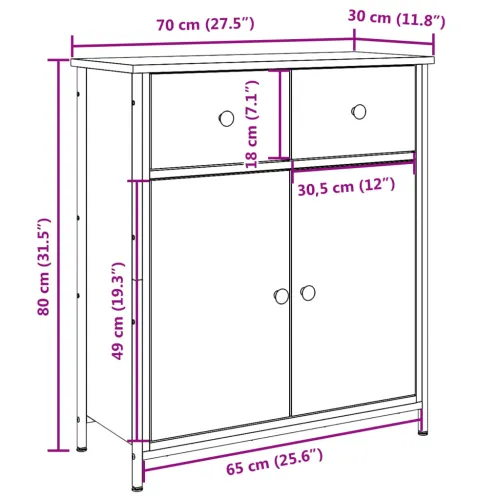 Komoda boja staro drvo 70x30x80 cm od konstruiranog drva - Staro drvo Cijena
