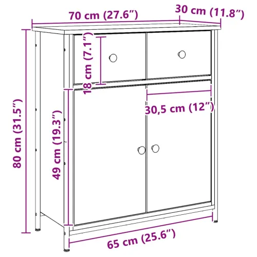 Komoda boja hrasta artisan 70x30x80 cm od konstruiranog drva - Hrast artisan Cijena