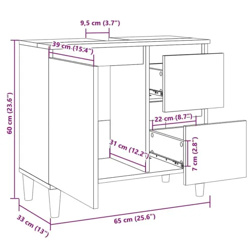 Ormarić za Lavabo - Umivaonik boja betona 65x33x60 cm konstruiranog drva - Beton siva Cijena