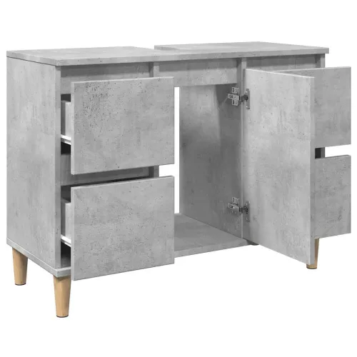 Ormarić za Lavabo - Umivaonik siva boja betona 80 x 33 x 60 cm drveni - Beton siva Cijena