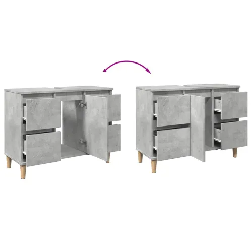 Ormarić za Lavabo - Umivaonik siva boja betona 80 x 33 x 60 cm drveni - Beton siva Cijena