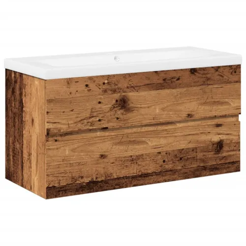 Ormarić za Lavabo - Umivaonik s ugradbenim umivaonikom Staro drvo - Staro drvo 90 x 38.5 x 45 cm 1 bez slavine i odvoda Cijena