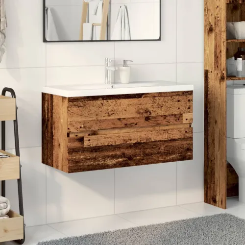 Ormarić za Lavabo - Umivaonik s ugradbenim umivaonikom Staro drvo - Staro drvo 90 x 38.5 x 45 cm bez slavine i odvoda Cijena