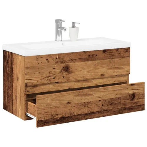 Ormarić za Lavabo - Umivaonik s ugradbenim umivaonikom Staro drvo - Staro drvo 90 x 38.5 x 45 cm 1 bez slavine i odvoda Cijena