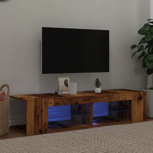 TV ormarić LED boja drva 135x39x30 cm konstruirano drvo - Staro drvo 1 Cijena