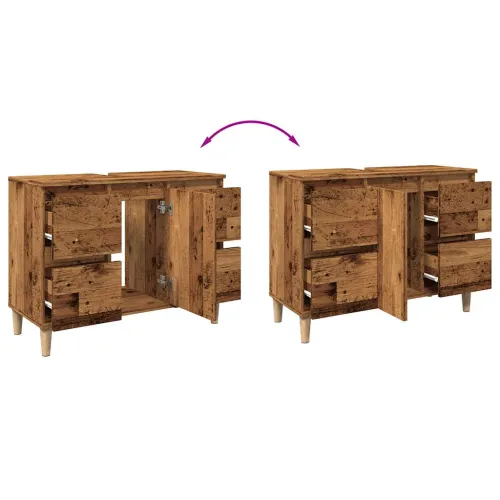 Ormarić za Lavabo - Umivaonik boja drva 80x33x60 cm konstruirano drvo - Staro drvo Cijena