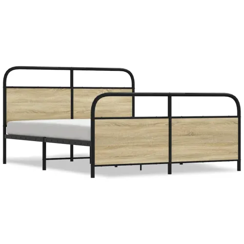 Metalni okvir kreveta bez madraca boja hrasta sonome 150x200 cm - sonoma hrast 150 x 200 cm s uzglavljem i podnožjem Cijena