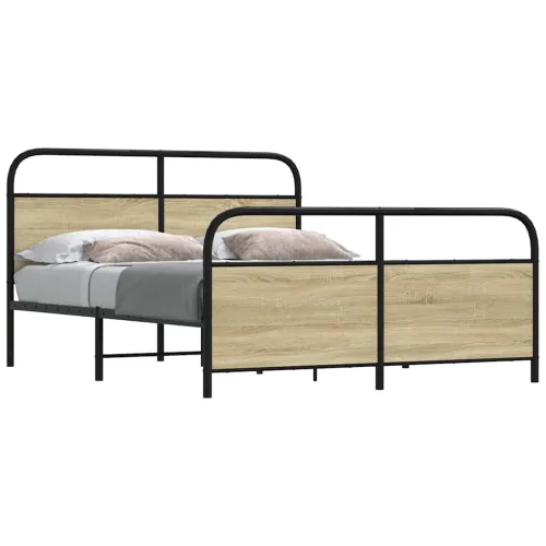 Metalni okvir kreveta bez madraca boja hrasta sonome 150x200 cm - sonoma hrast 150 x 200 cm s uzglavljem i podnožjem Cijena