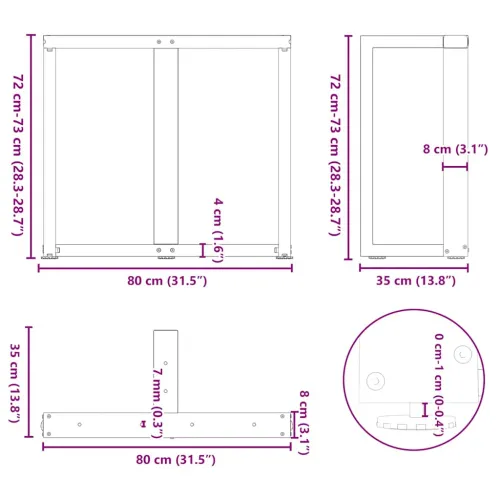 Noge za blagovaonski stol T-oblika 2 kom Crne 80x35x(72-73) cm Čelik - Crna 80 x 35 x (72-73) cm Cijena