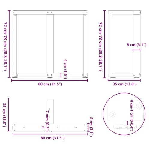 Noge za blagovaonski stol T-oblika 2 kom antracit 80x35x(72-73) cm čelik - Antracit 80 x 35 x (72-73) cm Cijena
