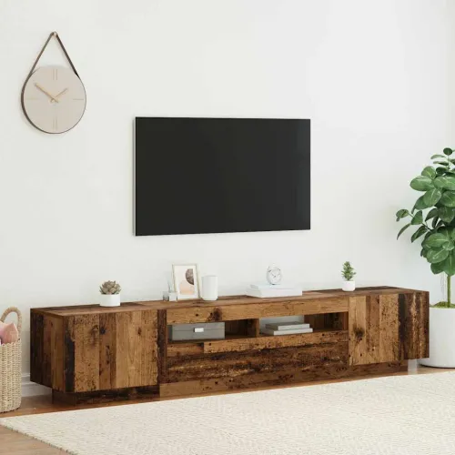 TV ormarić LED boja drva 200x35x40 cm konstruirano drvo - Staro drvo 1 Cijena