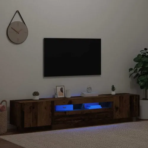 TV ormarić LED boja drva 200x35x40 cm konstruirano drvo - Staro drvo 1 Cijena