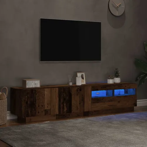 TV ormarić LED boja drva 180x35x40 cm konstruirano drvo - Staro drvo Cijena