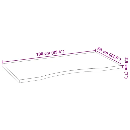 Ploča za radni stol 100x60x2,5cm netretirane masivne hrastovine - Prirodna 100 x 60 x 2.5 cm Cijena