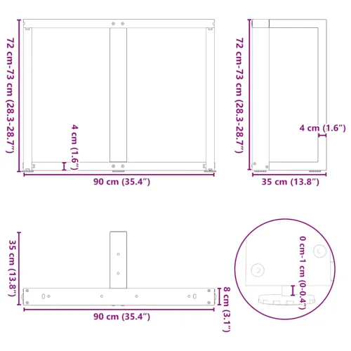 Noge za blagovaonski stol T-oblika 2 kom antracit 90x35x(72-73) cm čelik - Antracit 90 x 35 x (72-73) cm Cijena