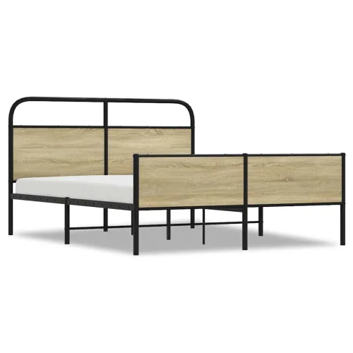 Metalni okvir kreveta bez madraca boja hrasta sonome 150x200 cm - sonoma hrast 150 x 200 cm s uzglavljem i visokim podnožjem Cijena
