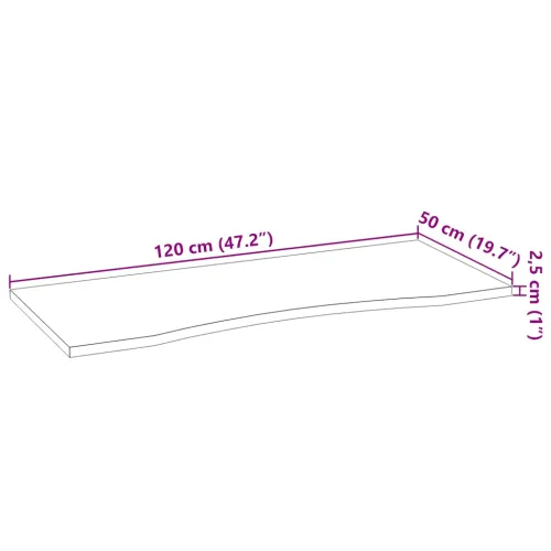 Ploča za radni stol 120x50x2,5cm netretirane masivne hrastovine - Prirodna 120 x 50 x 2.5 cm Cijena