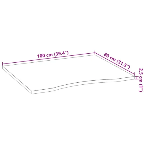 Ploča za radni stol 100x80x2,5cm netretirane masivne hrastovine - Prirodna 100 x 80 x 2.5 cm Cijena