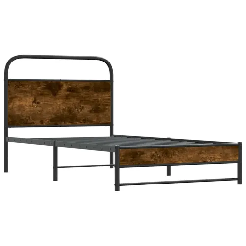 Okvir kreveta bez madraca dimljena boja hrasta 100x200cm drveni - Dimljeni hrast 100 x 200 cm s uzglavljem i dvostrukim niskim p Cijena