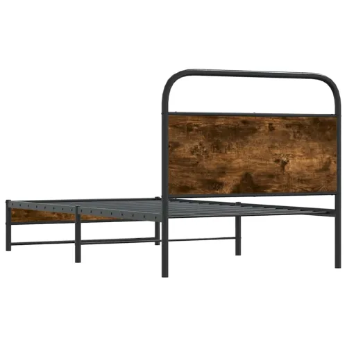 Okvir kreveta bez madraca dimljena boja hrasta 100x200cm drveni - Dimljeni hrast 100 x 200 cm s uzglavljem i dvostrukim niskim p Cijena
