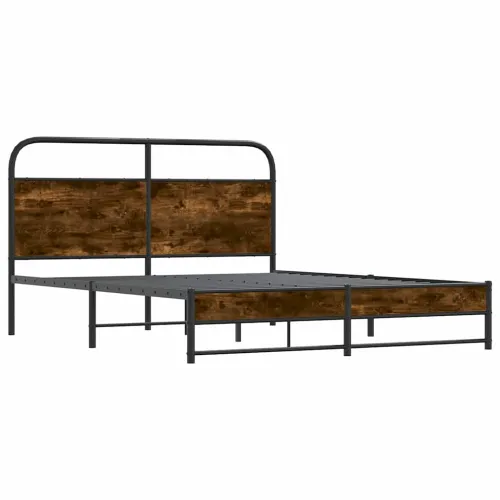 Okvir kreveta bez madraca dimljena boja hrasta 150x200cm drveni - Dimljeni hrast 150 x 200 cm s uzglavljem i dvostrukim niskim p Cijena