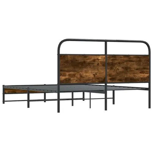 Okvir kreveta bez madraca dimljena boja hrasta 150x200cm drveni - Dimljeni hrast 150 x 200 cm s uzglavljem i dvostrukim niskim p Cijena