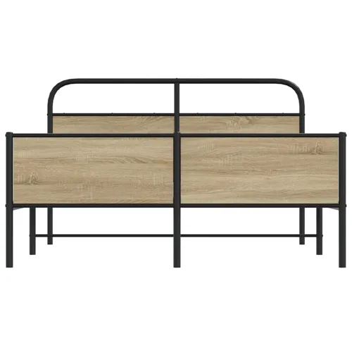 Metalni okvir kreveta bez madraca boja hrasta 180x200 cm - Dimljeni hrast 180 x 200 cm s uzglavljem i dvostrukim niskim podnožje Cijena
