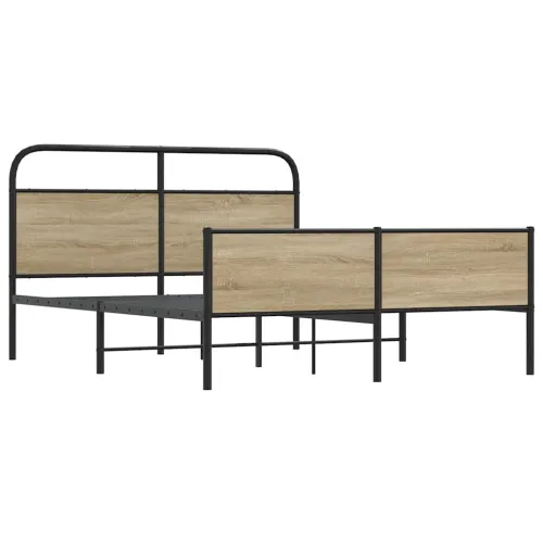 Metalni okvir kreveta bez madraca boja hrasta 180x200 cm - Dimljeni hrast 180 x 200 cm s uzglavljem i dvostrukim niskim podnožje Cijena
