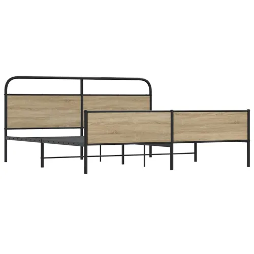 Metalni okvir kreveta bez madraca boja hrasta 193x203 cm - Dimljeni hrast 193 x 203 cm s uzglavljem i dvostrukim niskim podnožje Cijena