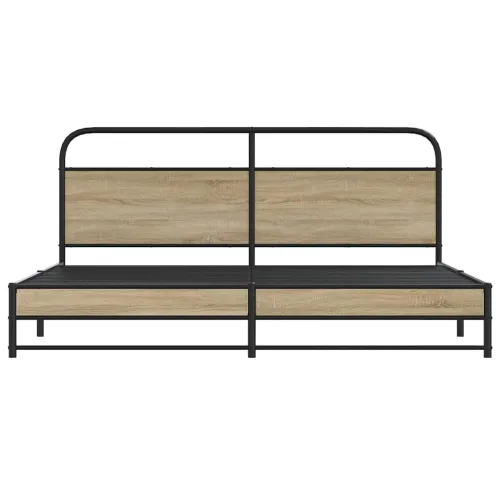 Metalni okvir kreveta bez madraca boja hrasta 183x213 cm - Dimljeni hrast 183 x 213 cm s uzglavljem i visokim podnožjem Cijena