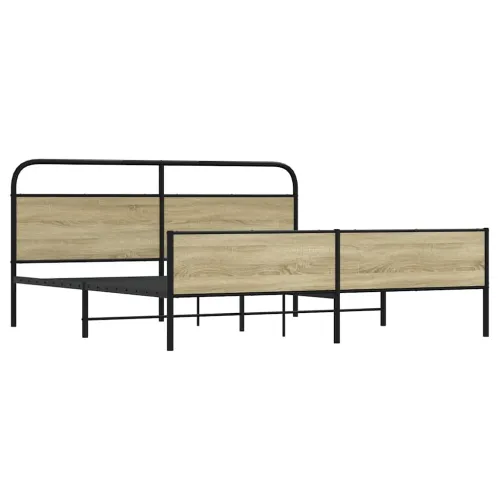 Metalni okvir kreveta bez madraca boja hrasta sonome 193x203 cm - sonoma hrast 193 x 203 cm s uzglavljem i visokim podnožjem Cijena