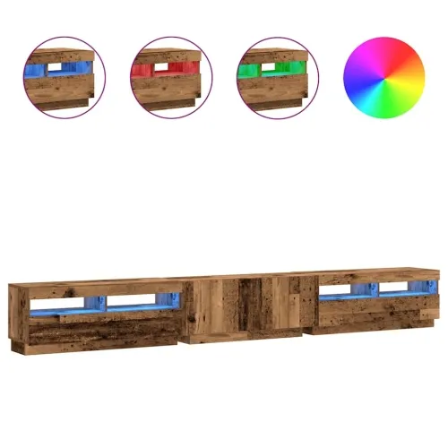 TV ormarić LED boja drva 300x35x40 cm konstruirano drvo - Staro drvo Cijena